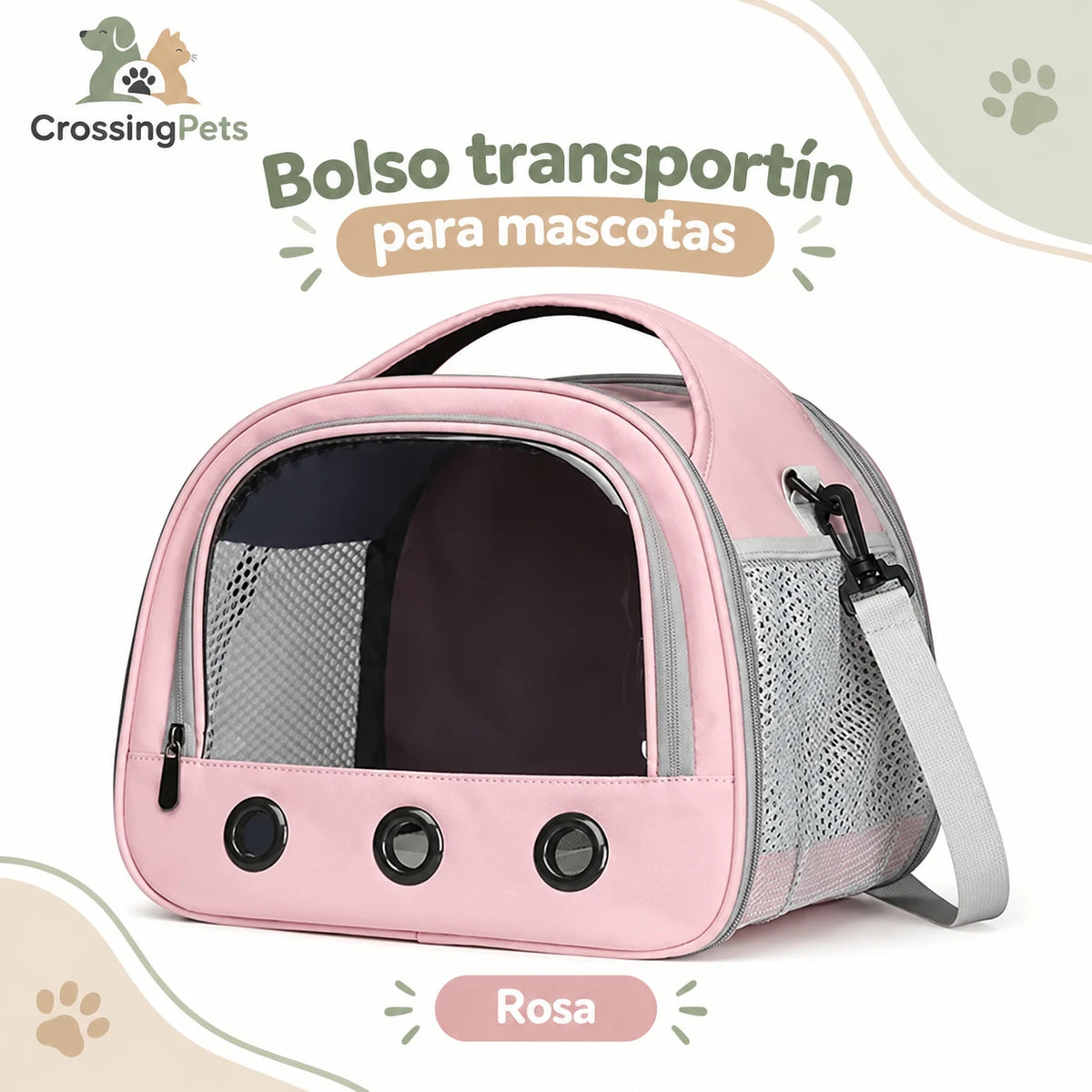 Bolso transportín con ventana frontal y correa — CrossingPets · imagen 5