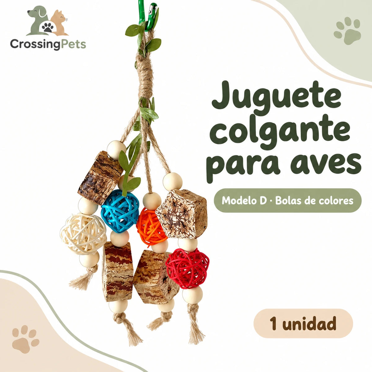 Juguete colgante de texturas y madera para aves — CrossingPets · imagen 4