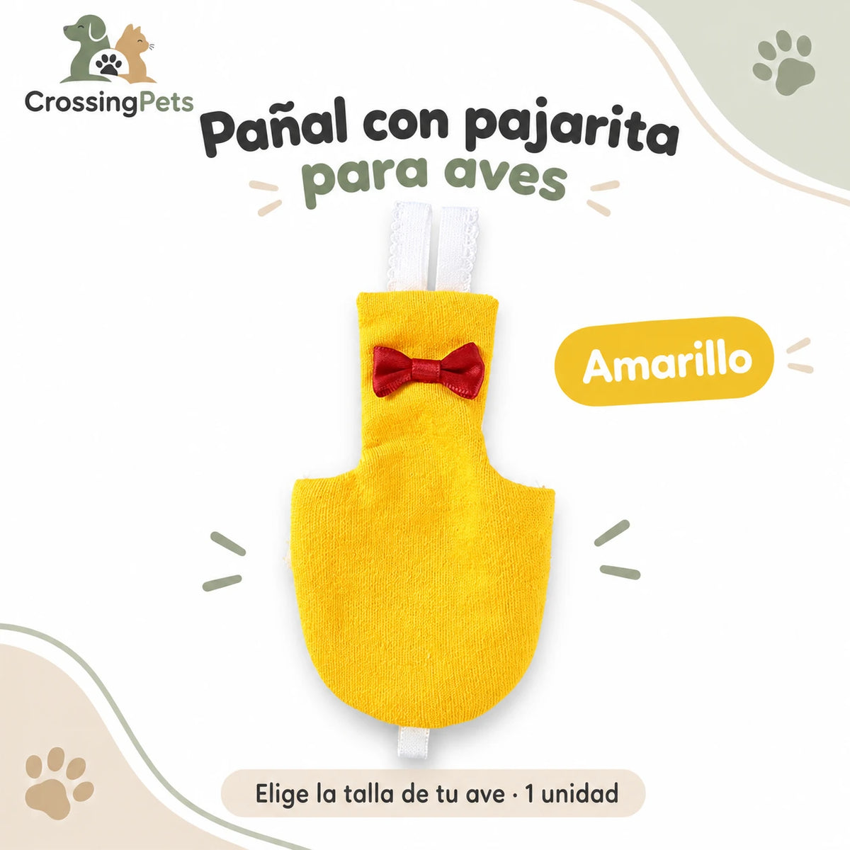 Pañal de tela con pajarita para aves — CrossingPets · imagen 5