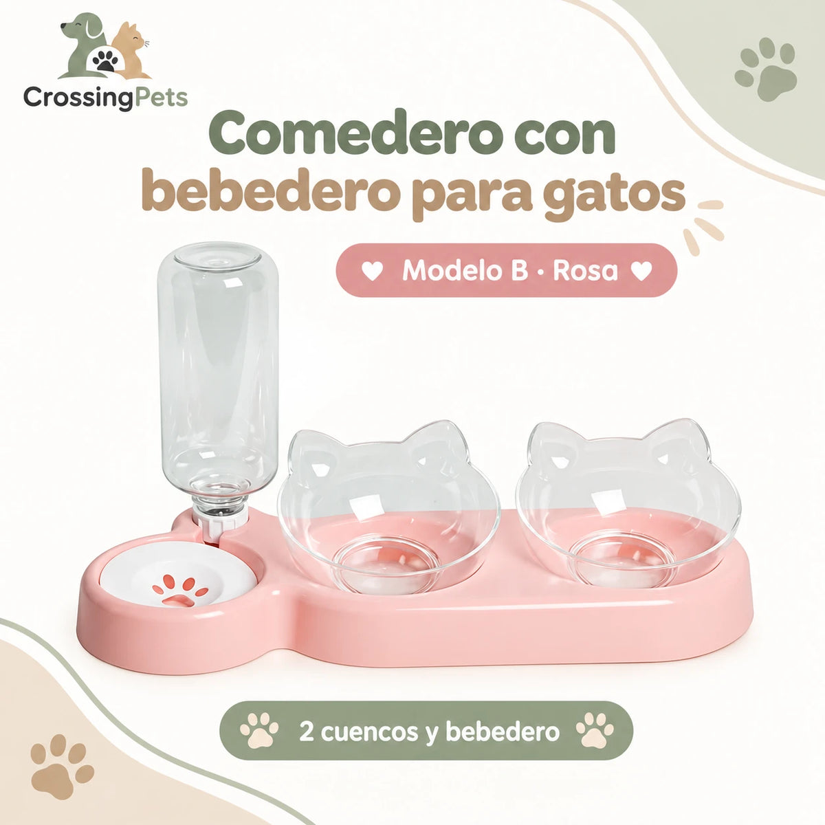 Comedero con bebedero de depósito para gatos — CrossingPets · imagen 5