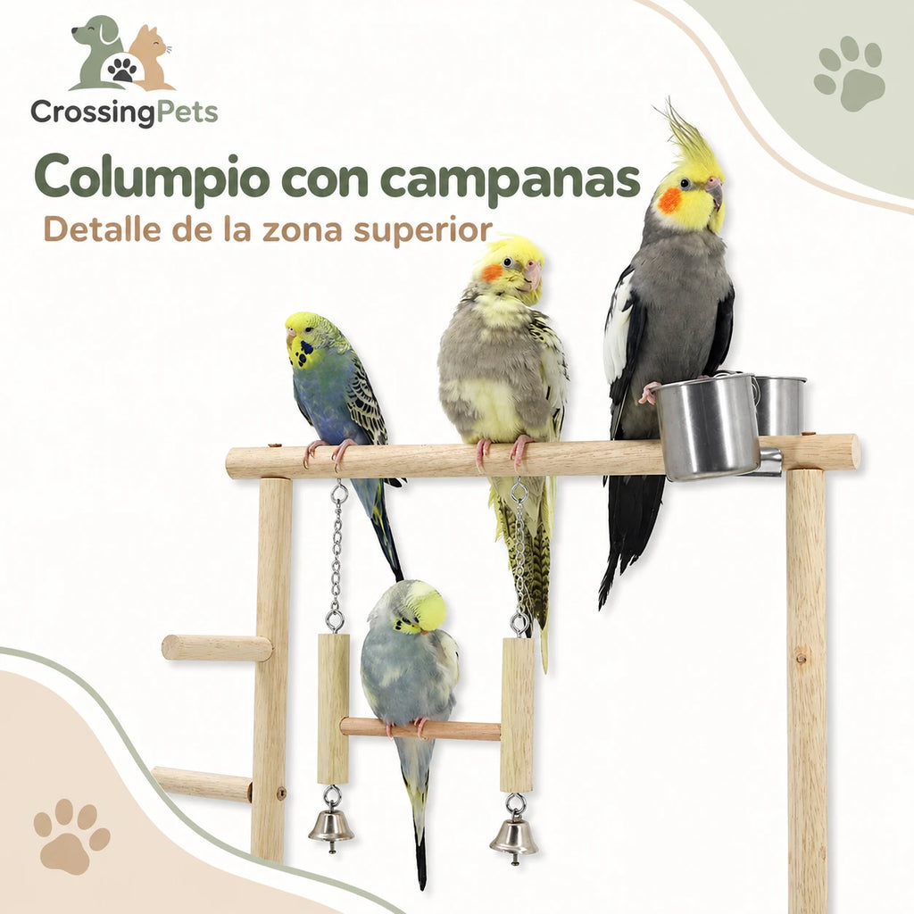 Parque de madera para aves con columpio y escalera — CrossingPets · imagen 4