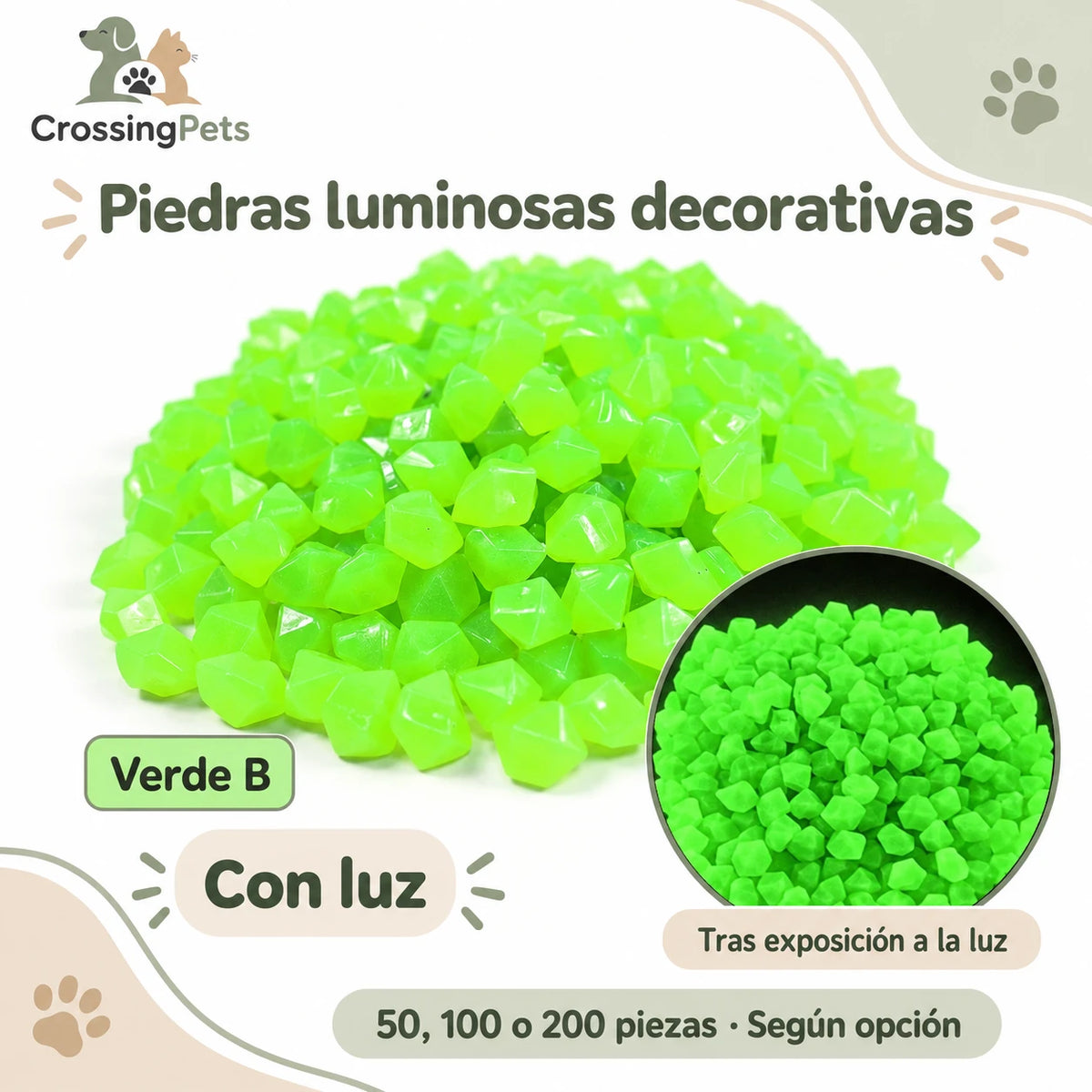 Piedras luminosas decorativas · 50, 100 o 200 piezas — CrossingPets · imagen 5