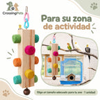 Juguete colgante de madera con piezas texturizadas para aves — CrossingPets · imagen 9