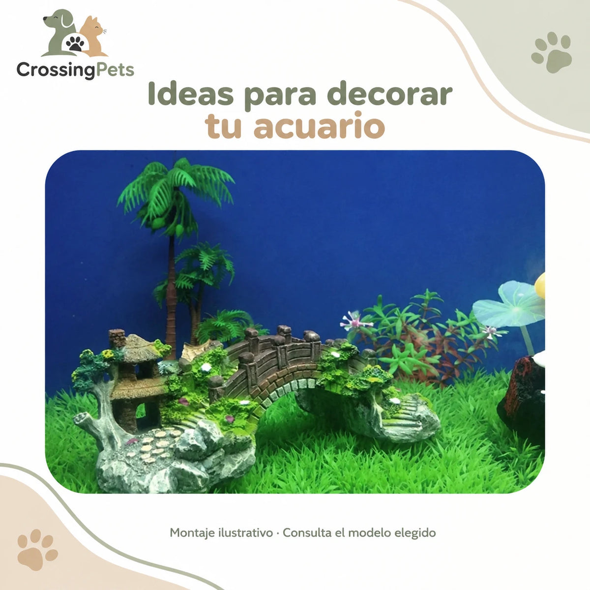 Puentes y refugios decorativos de resina para acuario — CrossingPets · imagen 5