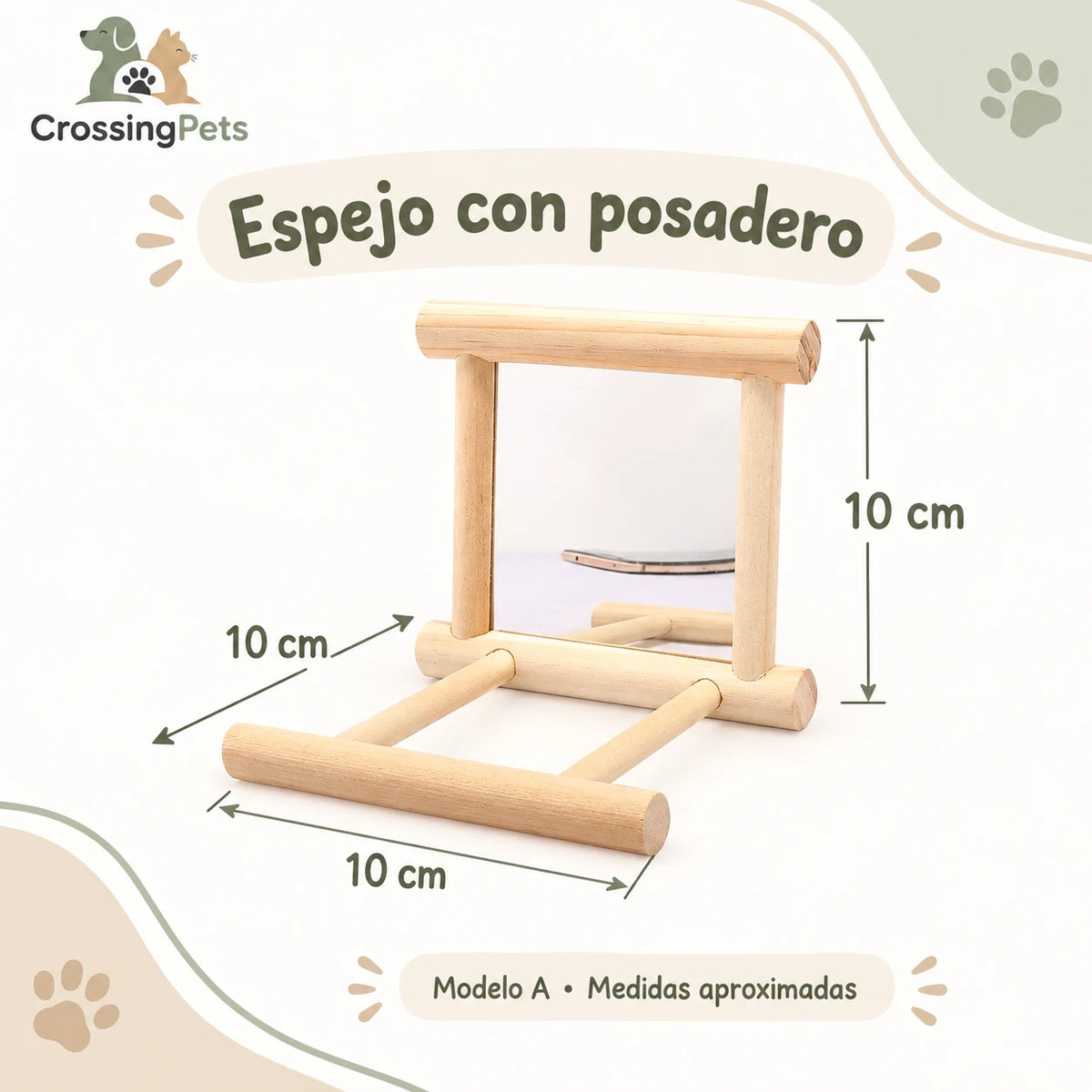 Accesorios para aves: espejo, columpios y posadero en rama — CrossingPets · imagen 3