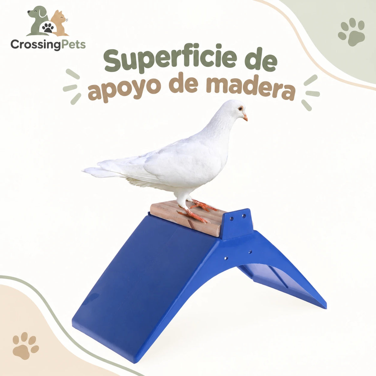 Posadero azul para palomas con apoyo de madera — CrossingPets · imagen 3