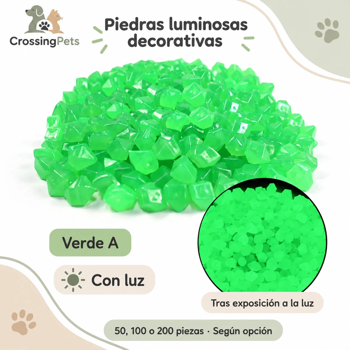 Piedras luminosas decorativas · 50, 100 o 200 piezas — CrossingPets · imagen 14