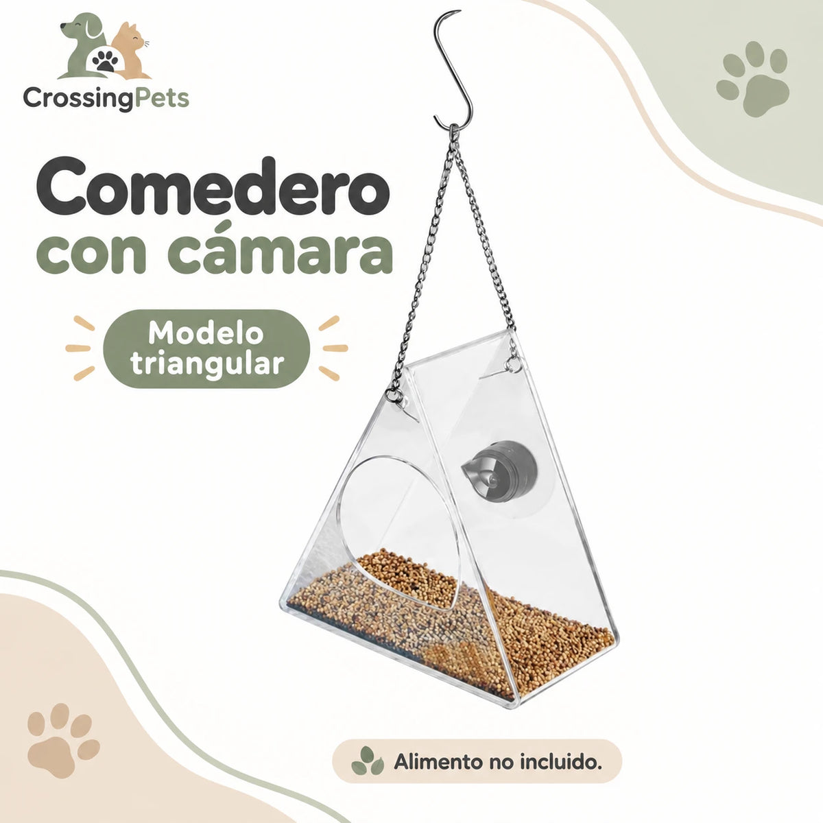 Comedero acrílico para aves con cámara Wi-Fi — CrossingPets · imagen 7