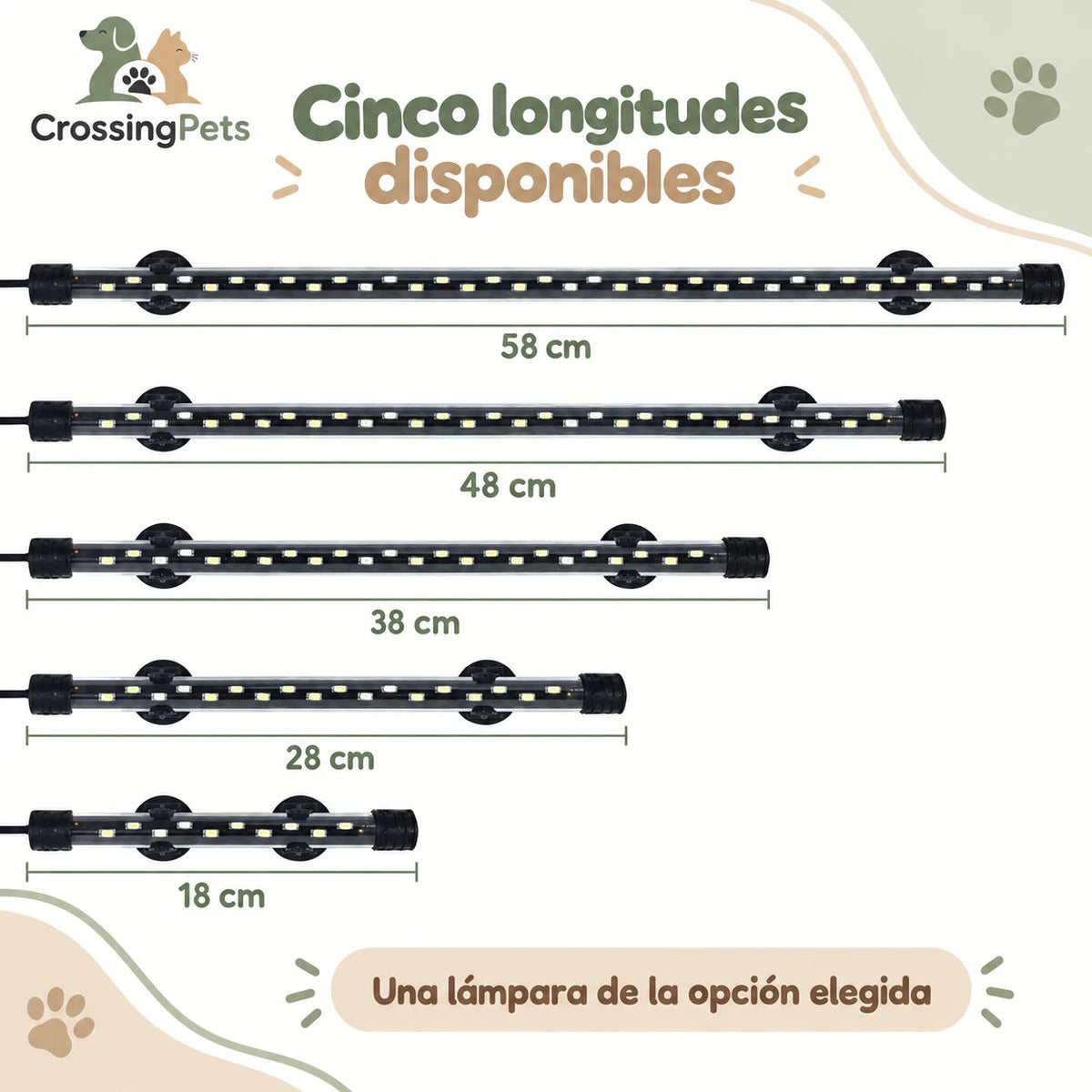 Lámpara LED tubular para acuario con ventosas · de 18 a 58 cm — CrossingPets · imagen 16