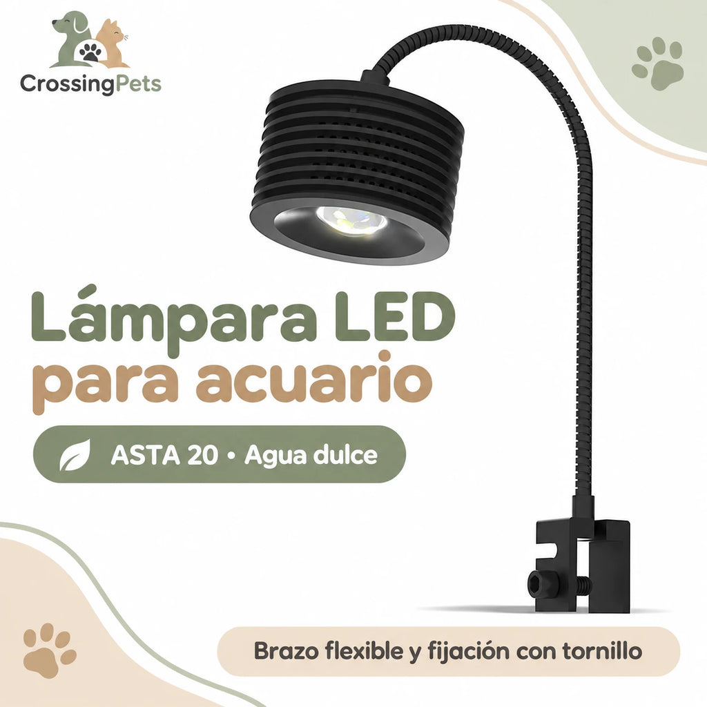 Lámpara LED ASTA 20 para acuario de agua dulce · Brazo flexible — CrossingPets · imagen 1