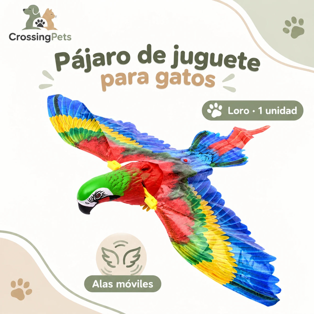 Pájaro colgante con alas móviles para gatos — CrossingPets · imagen 1
