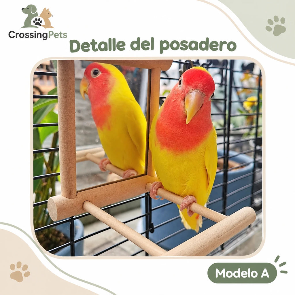 Accesorios para aves: espejo, columpios y posadero en rama — CrossingPets · imagen 8