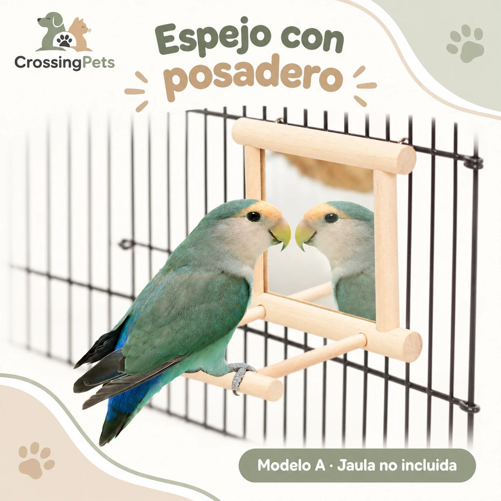 Accesorios para aves: espejo, columpios y posadero en rama — CrossingPets · imagen 7