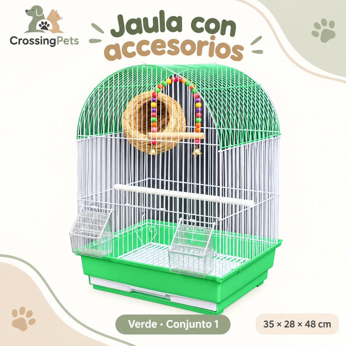 Jaula compacta para aves con accesorios — CrossingPets · imagen 6