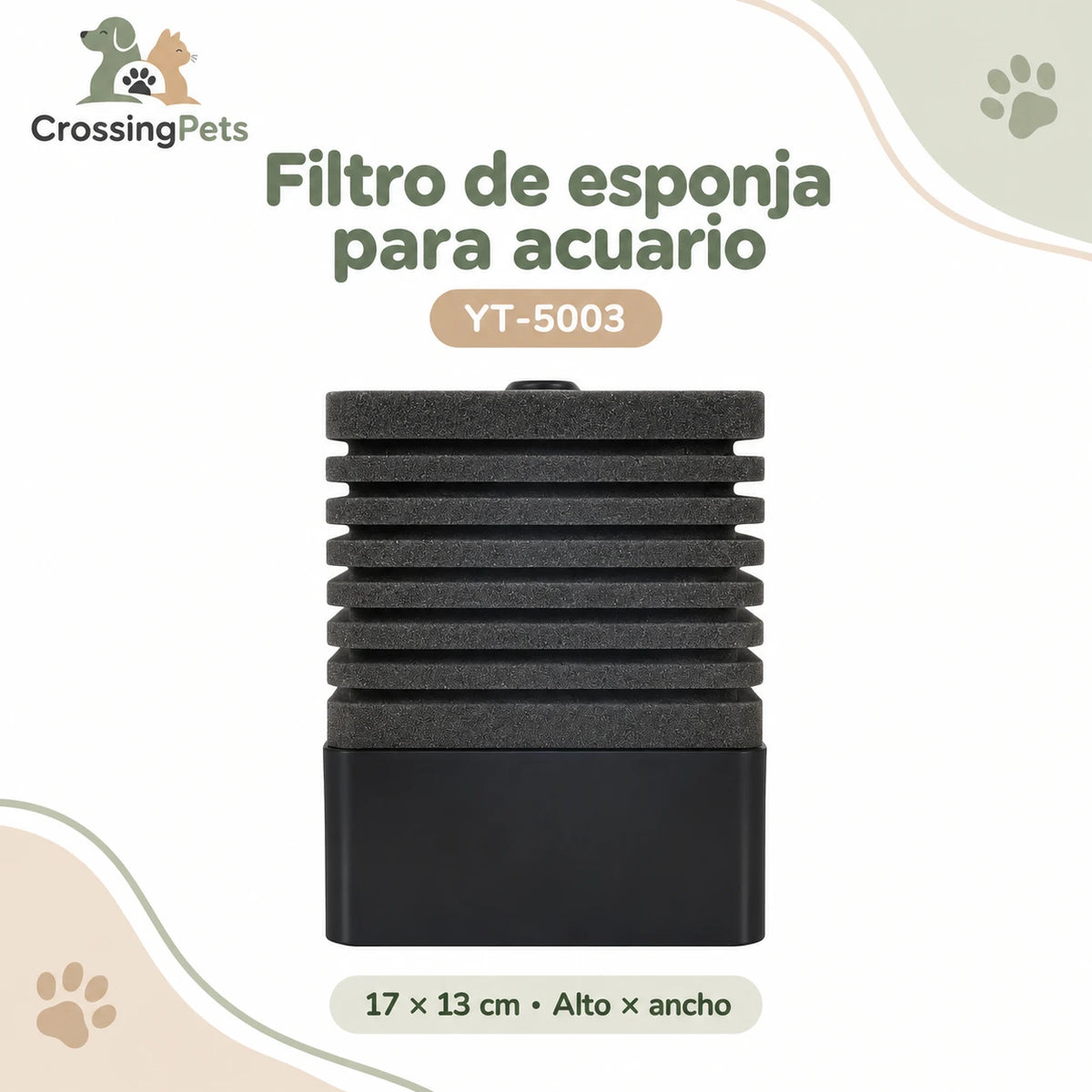 Filtro de esponja para acuario con base de material filtrante — CrossingPets · imagen 3