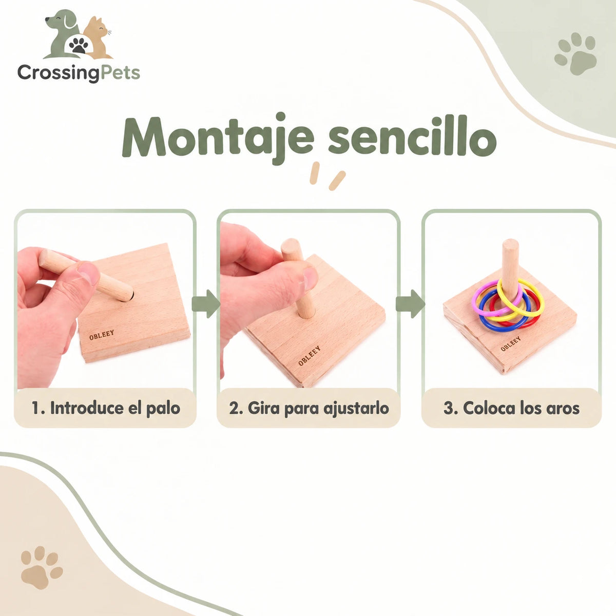 Juego de aros con base de madera para aves — CrossingPets · imagen 5
