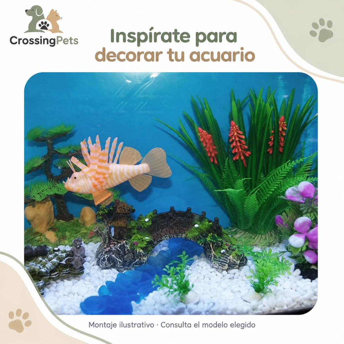 Puentes y refugios decorativos de resina para acuario — CrossingPets · imagen 8