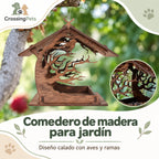 Comedero de madera para jardín con diseño calado — CrossingPets · imagen 1