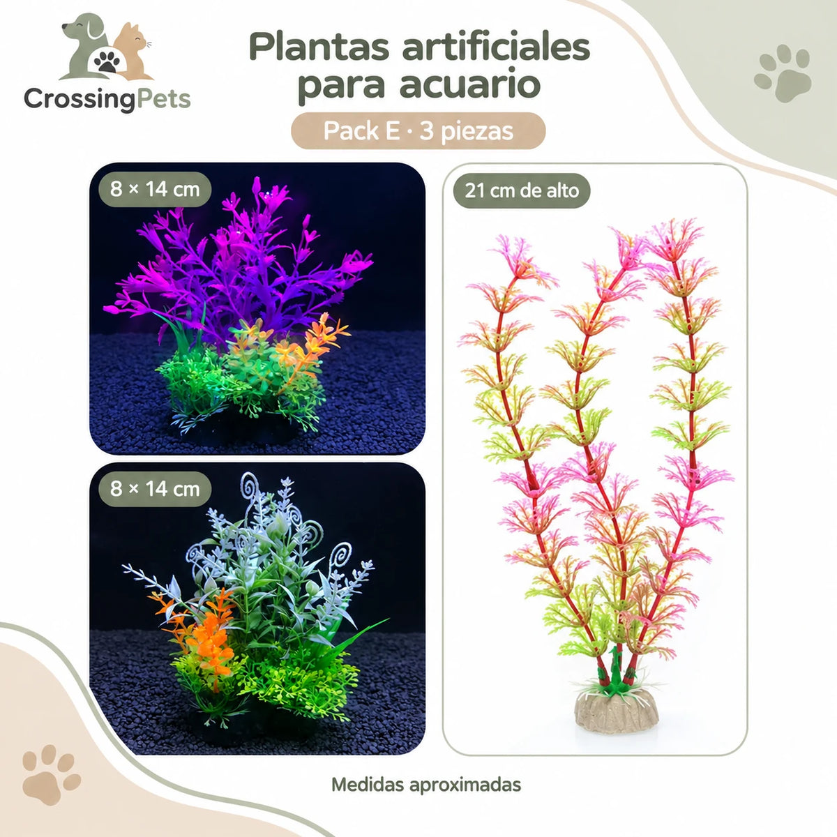 Plantas artificiales para acuario · Modelos sueltos y packs — CrossingPets · imagen 4