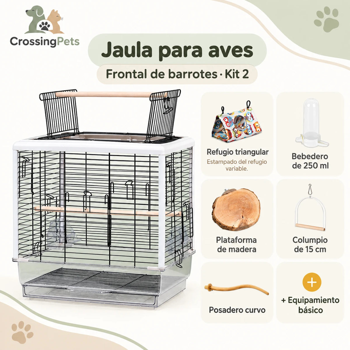 Jaula para aves con apertura superior y bandeja extraíble — CrossingPets · imagen 13