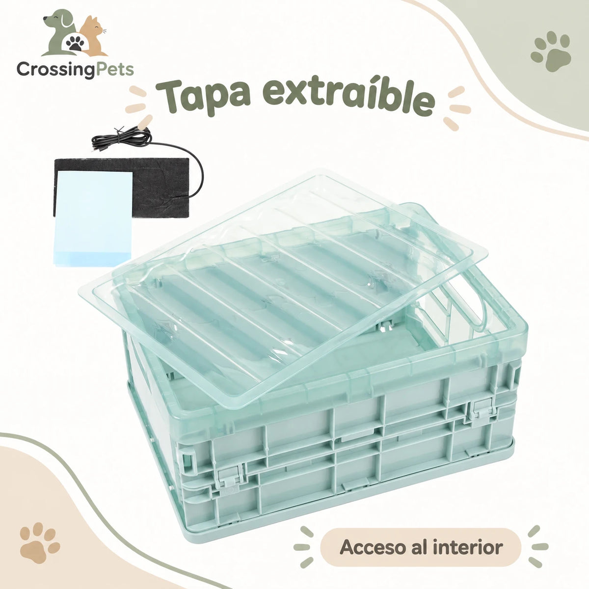 Caja plegable con almohadilla térmica para aves — CrossingPets · imagen 2