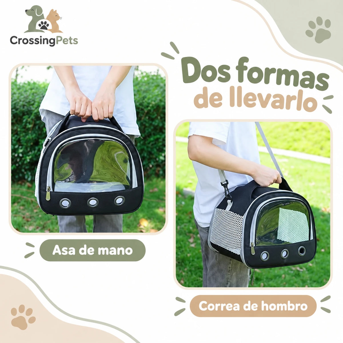 Bolso transportín con ventana frontal y correa — CrossingPets · imagen 6