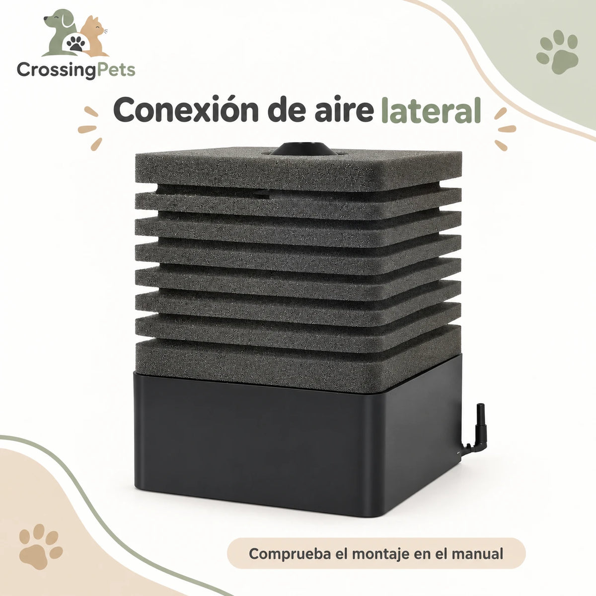 Filtro de esponja para acuario con base de material filtrante — CrossingPets · imagen 7