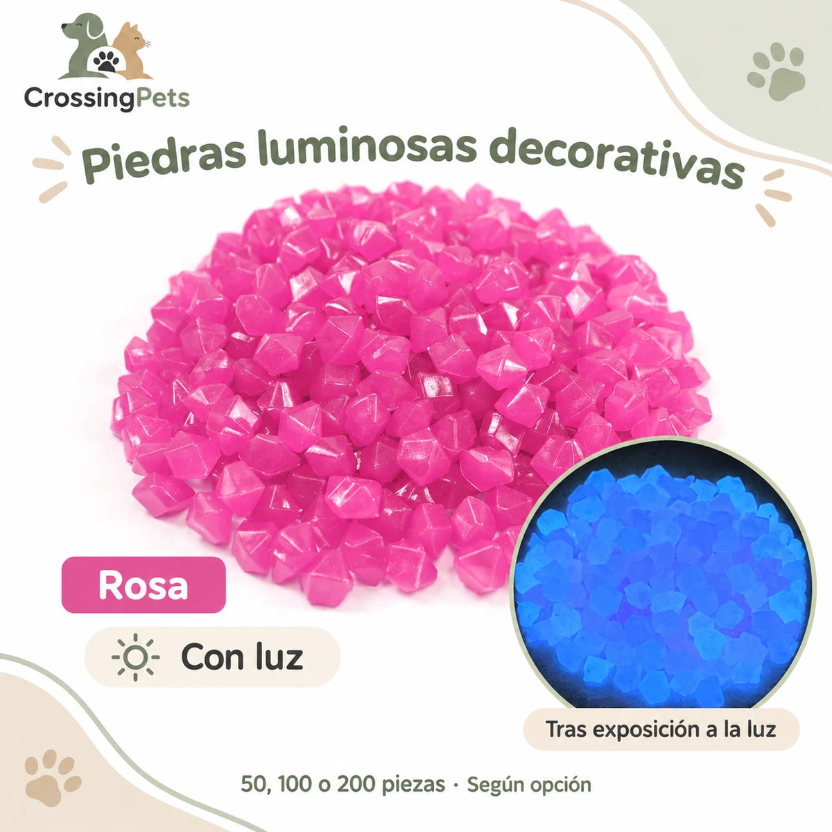 Piedras luminosas decorativas · 50, 100 o 200 piezas — CrossingPets · imagen 8