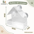 Comedero de ventana transparente con tres ventosas — CrossingPets · imagen 6
