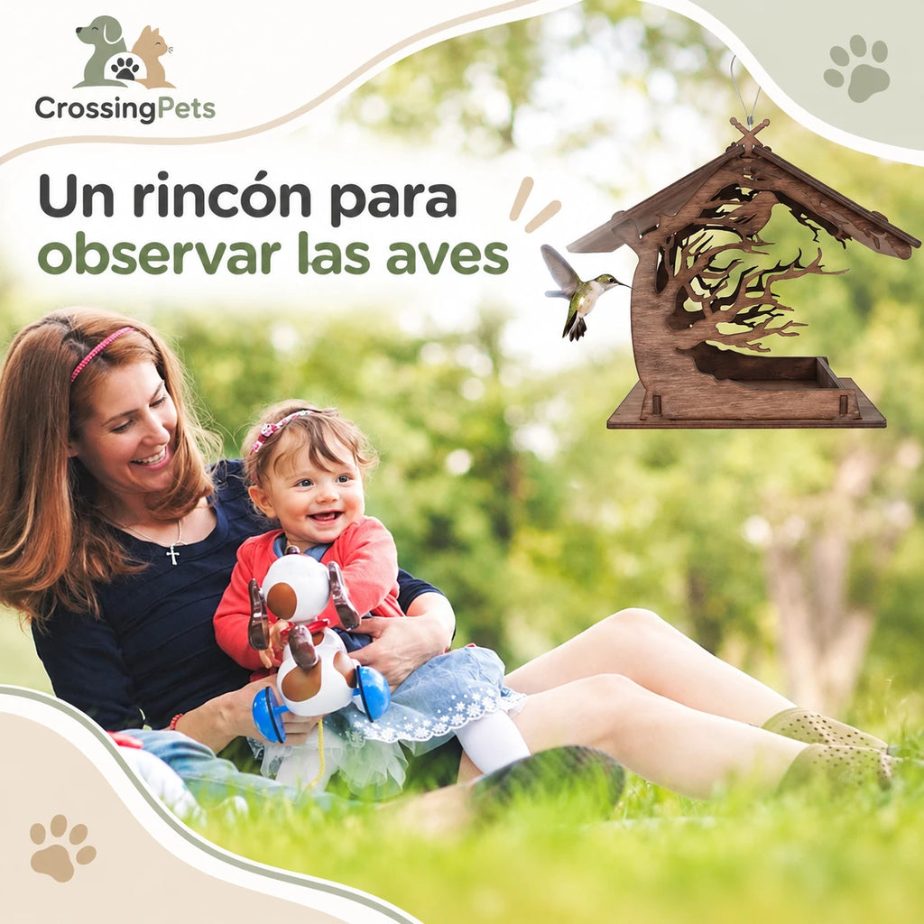 Comedero de madera para jardín con diseño calado — CrossingPets · imagen 4