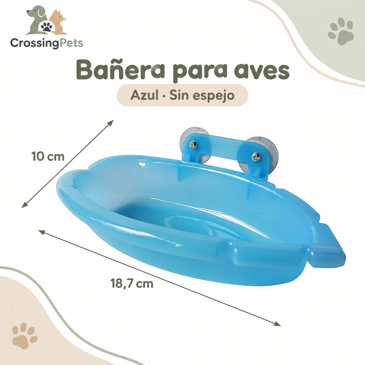 Bañera para aves con ventosas y espejo opcional — CrossingPets · imagen 4