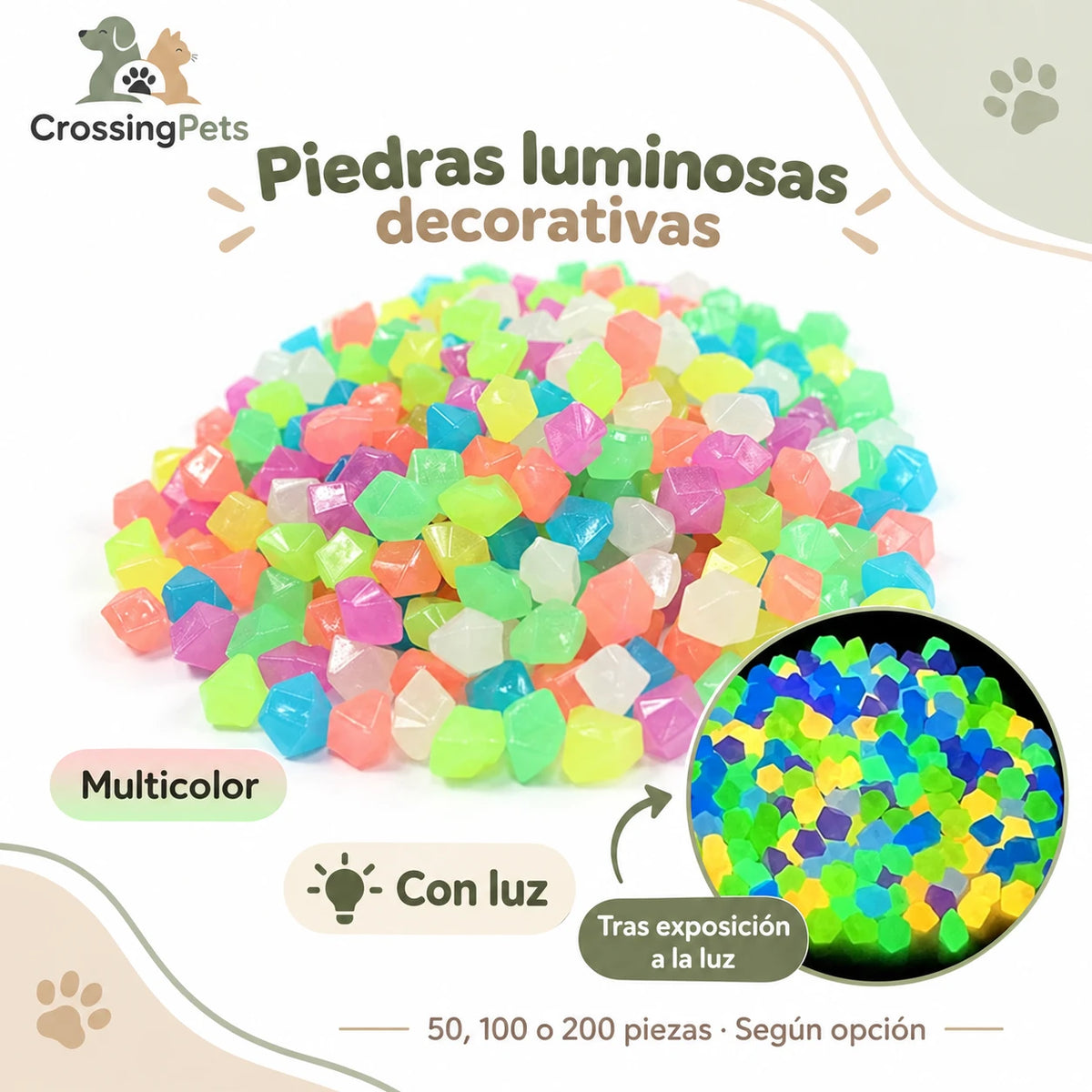 Piedras luminosas decorativas · 50, 100 o 200 piezas — CrossingPets · imagen 7