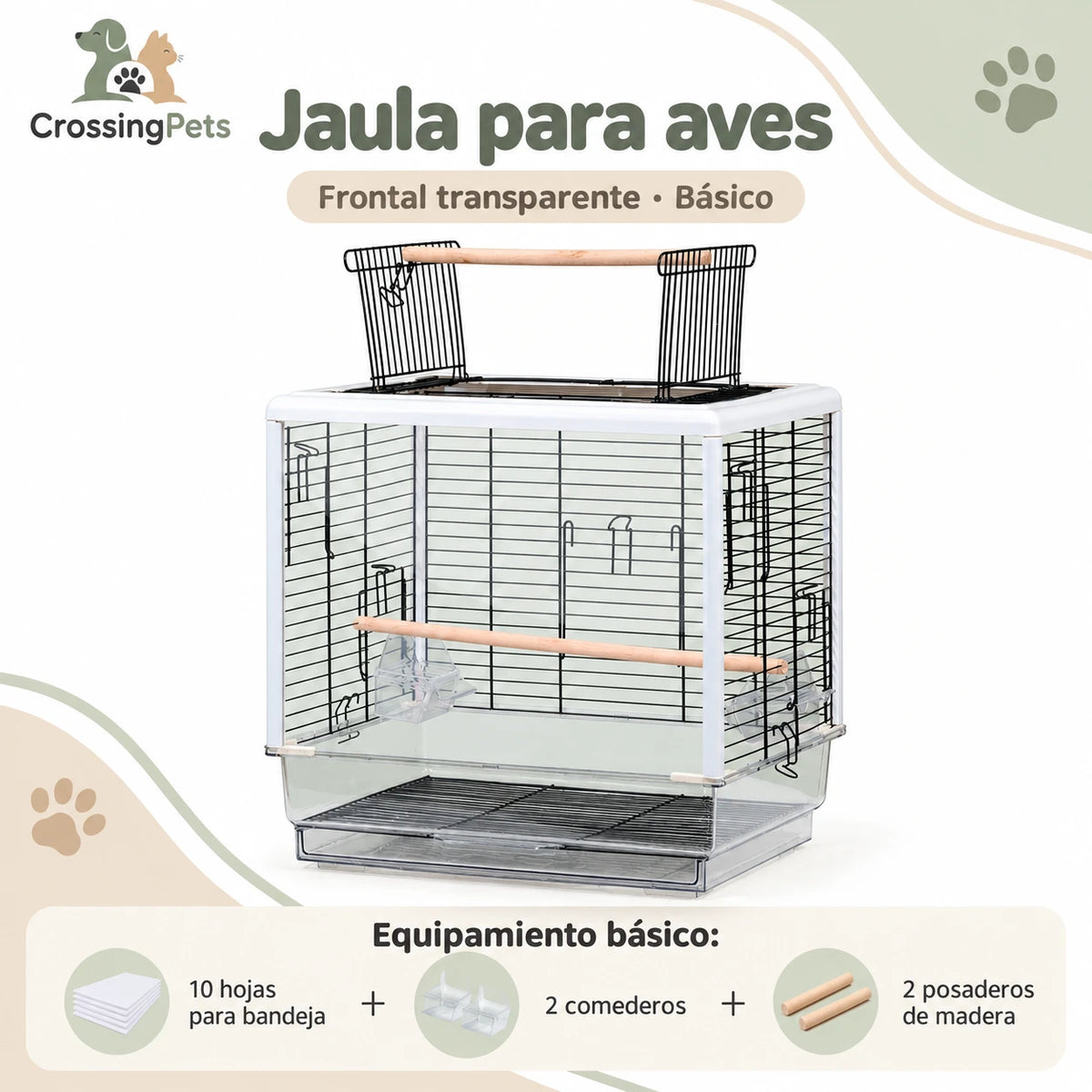Jaula para aves con apertura superior y bandeja extraíble — CrossingPets · imagen 9
