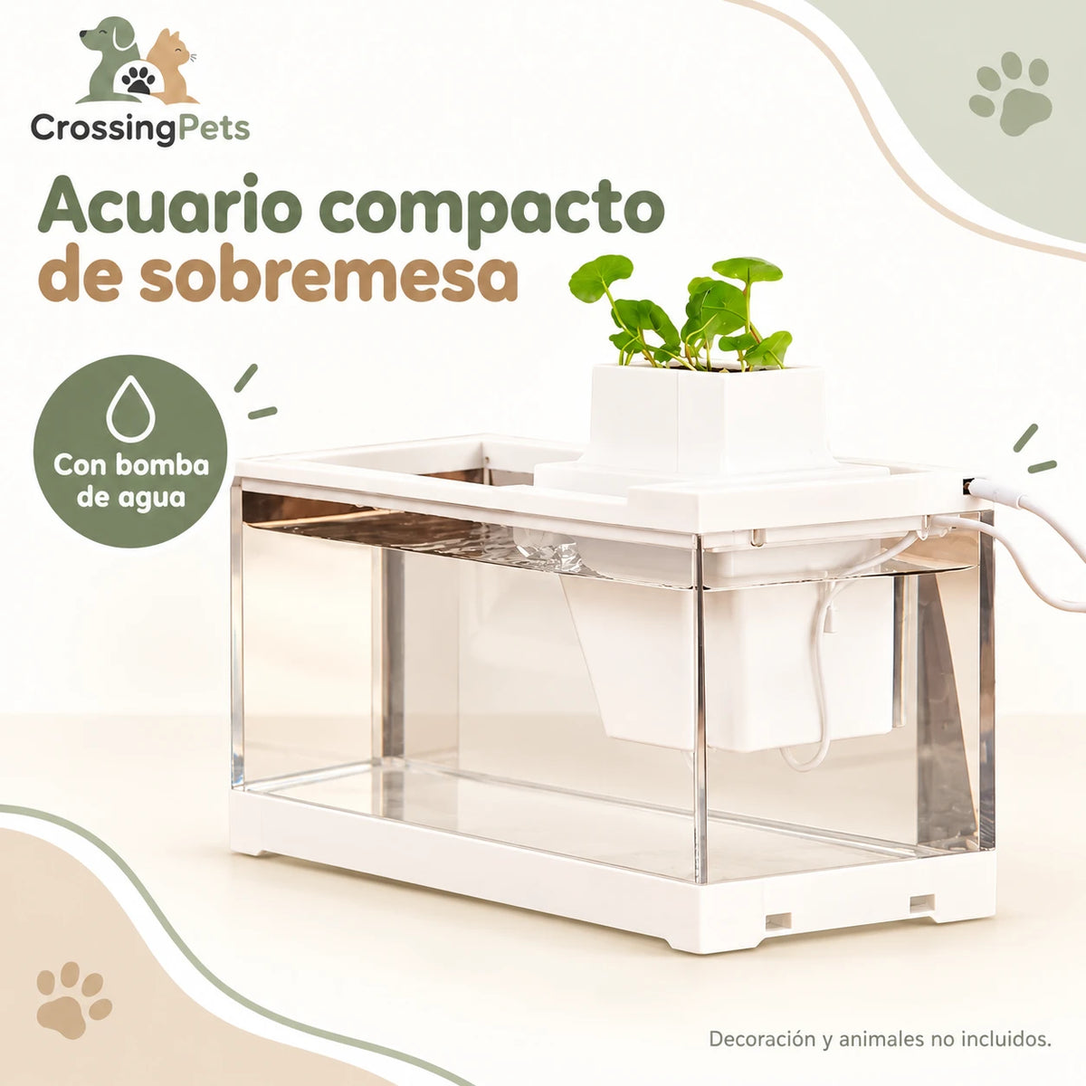 Acuario compacto de sobremesa con bomba de agua — CrossingPets · imagen 1