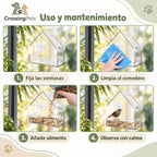 Comedero de ventana transparente con tres ventosas — CrossingPets · imagen 4