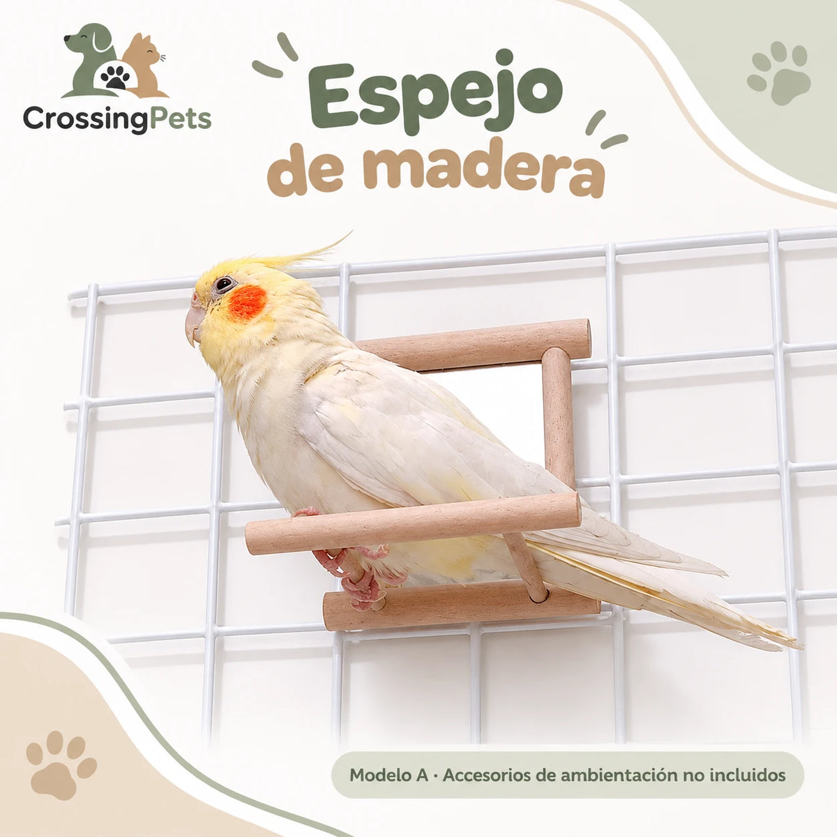 Accesorios para aves: espejo, columpios y posadero en rama — CrossingPets · imagen 9