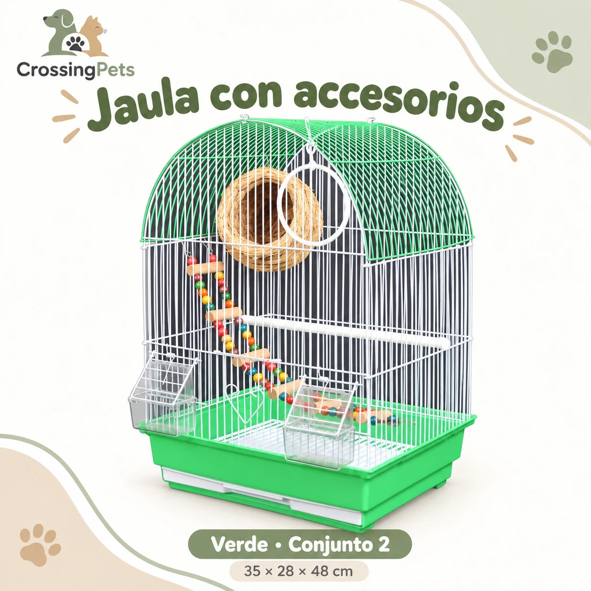 Jaula compacta para aves con accesorios — CrossingPets · imagen 3