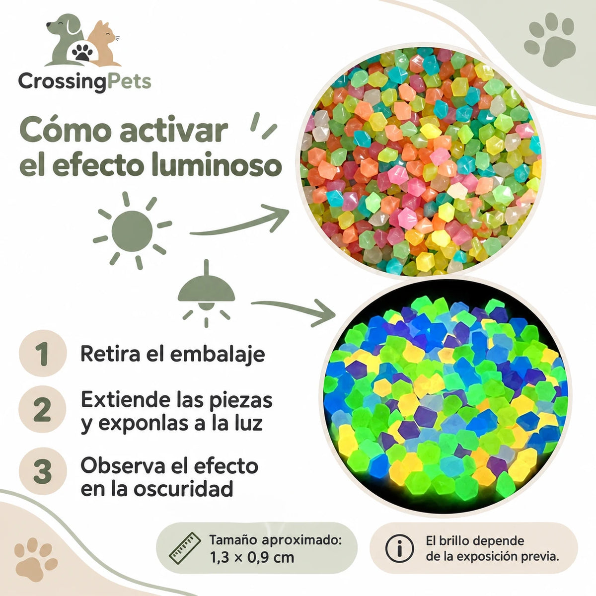 Piedras luminosas decorativas · 50, 100 o 200 piezas — CrossingPets · imagen 12