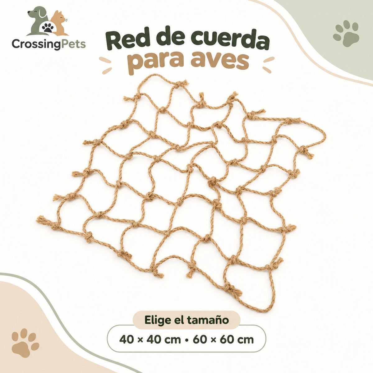 Red de cuerda para aves en dos tamaños — CrossingPets · imagen 1