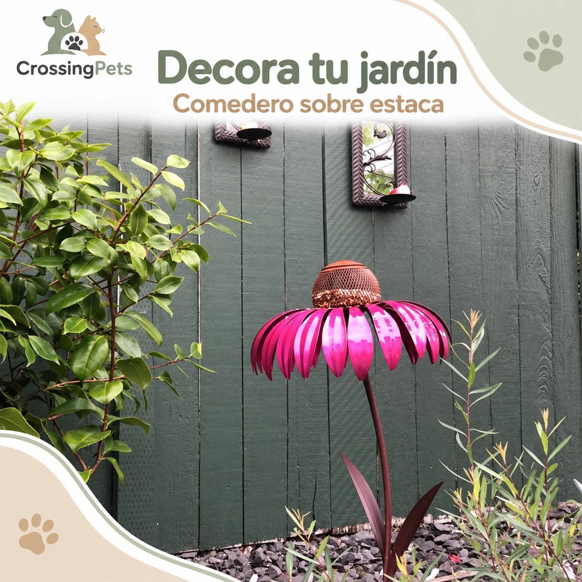 Comedero metálico con forma de flor para jardín — CrossingPets · imagen 5