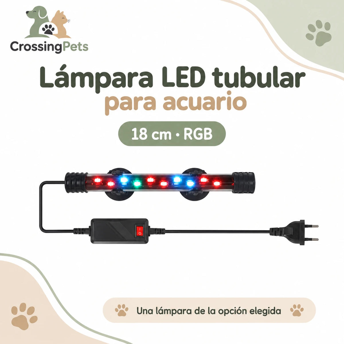 Lámpara LED tubular para acuario con ventosas · de 18 a 58 cm — CrossingPets · imagen 3