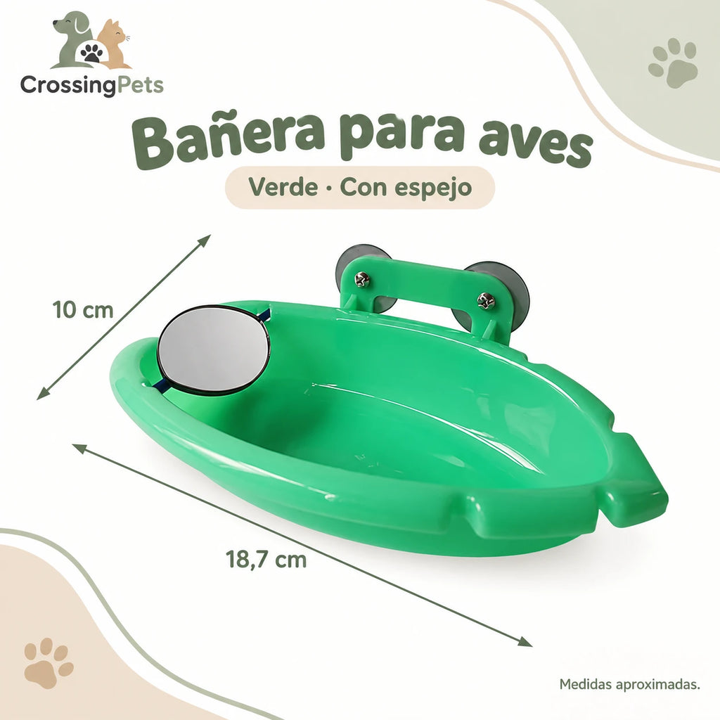 Bañera para aves con ventosas y espejo opcional — CrossingPets · imagen 10