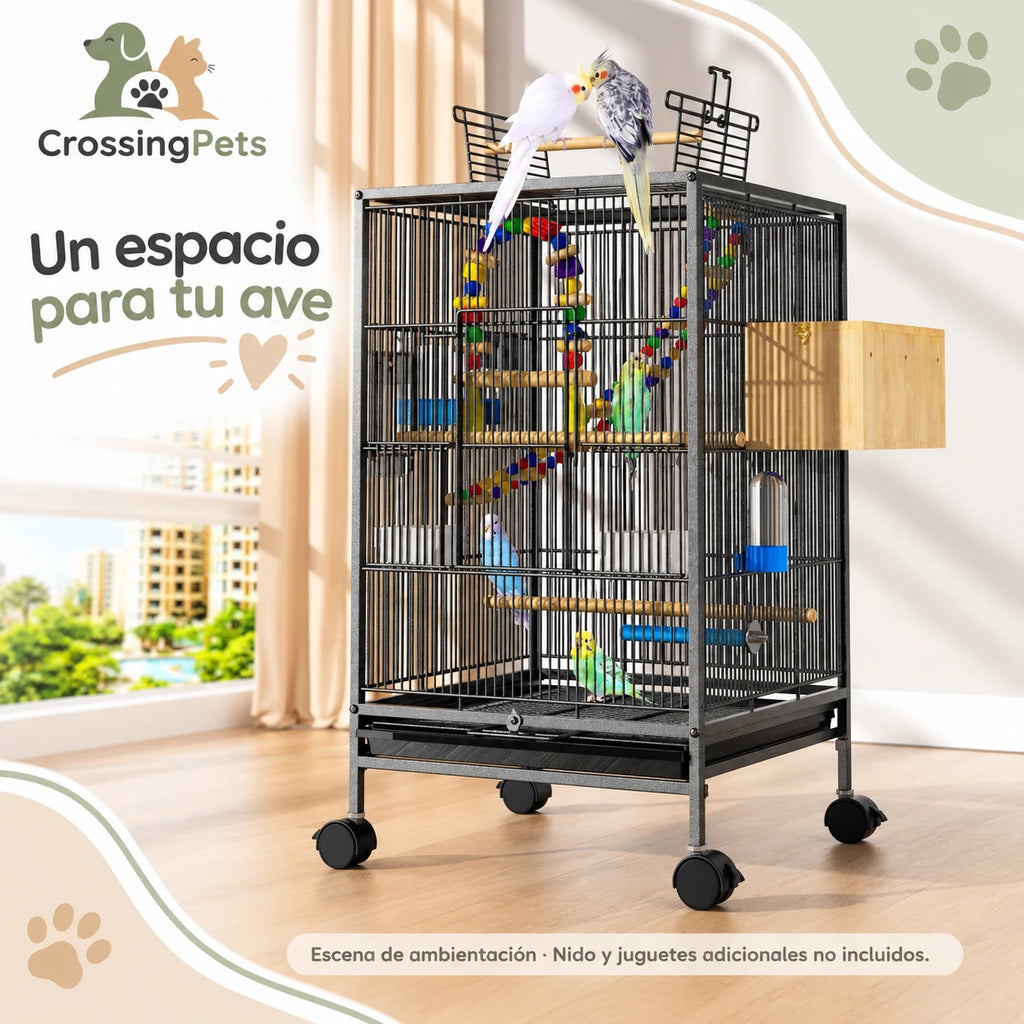 Jaula para aves con ruedas y posadero superior — CrossingPets · imagen 5