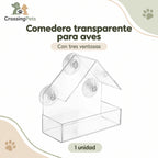 Comedero transparente para aves con ventosas — CrossingPets · imagen 1