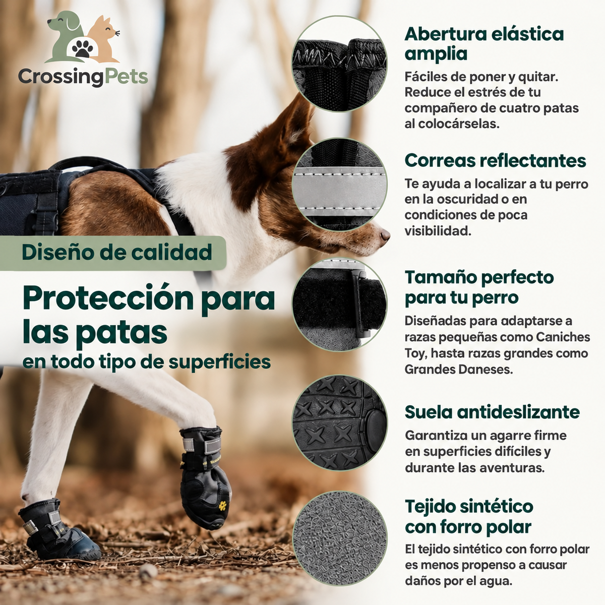 Zapatos impermeables para perros SnowGrip (reflectantes) — imagen 5 — CrossingPets