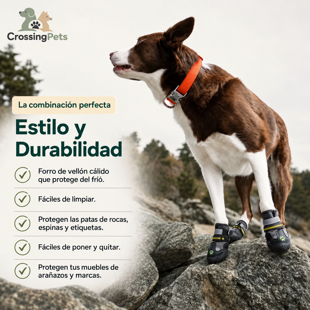 SnowGrip waterproof dog shoes (reflective) — image 6 — CrossingPets