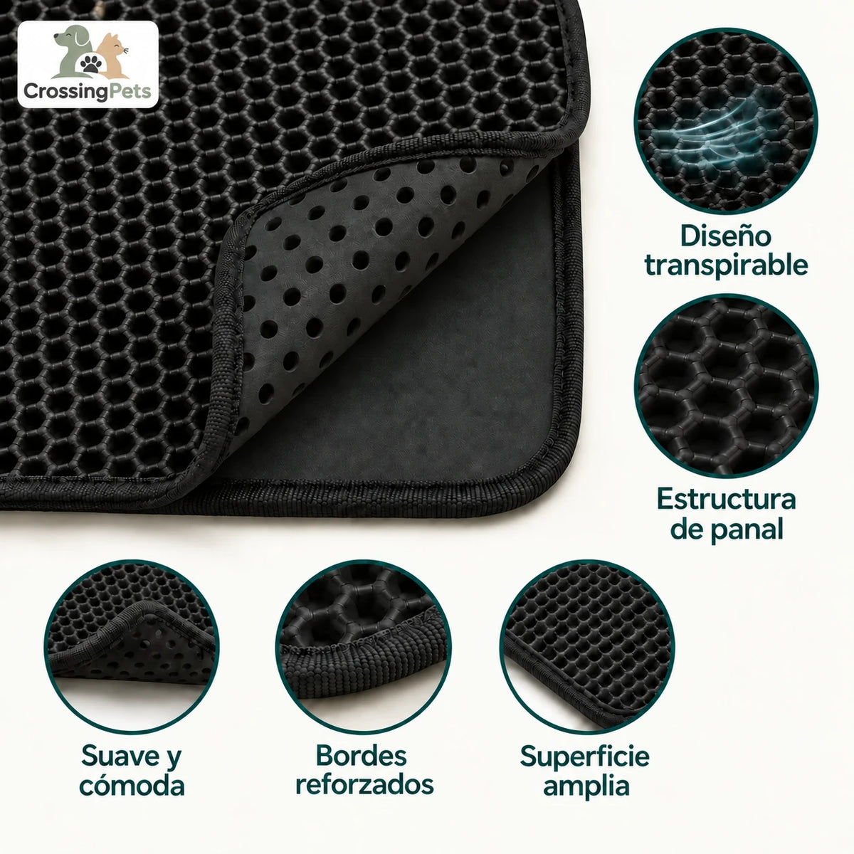 Large litter mat CrossingPets — image 7 with Spanish text