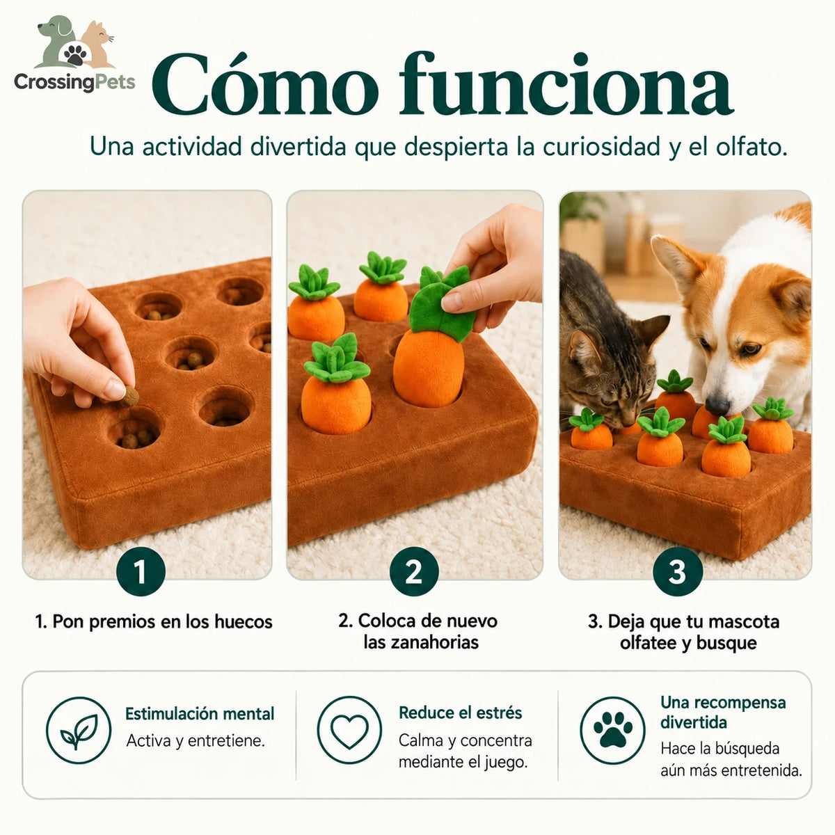 Alfombrilla olfativa con forma de zanahoria CrossingPets — imagen 6 en español