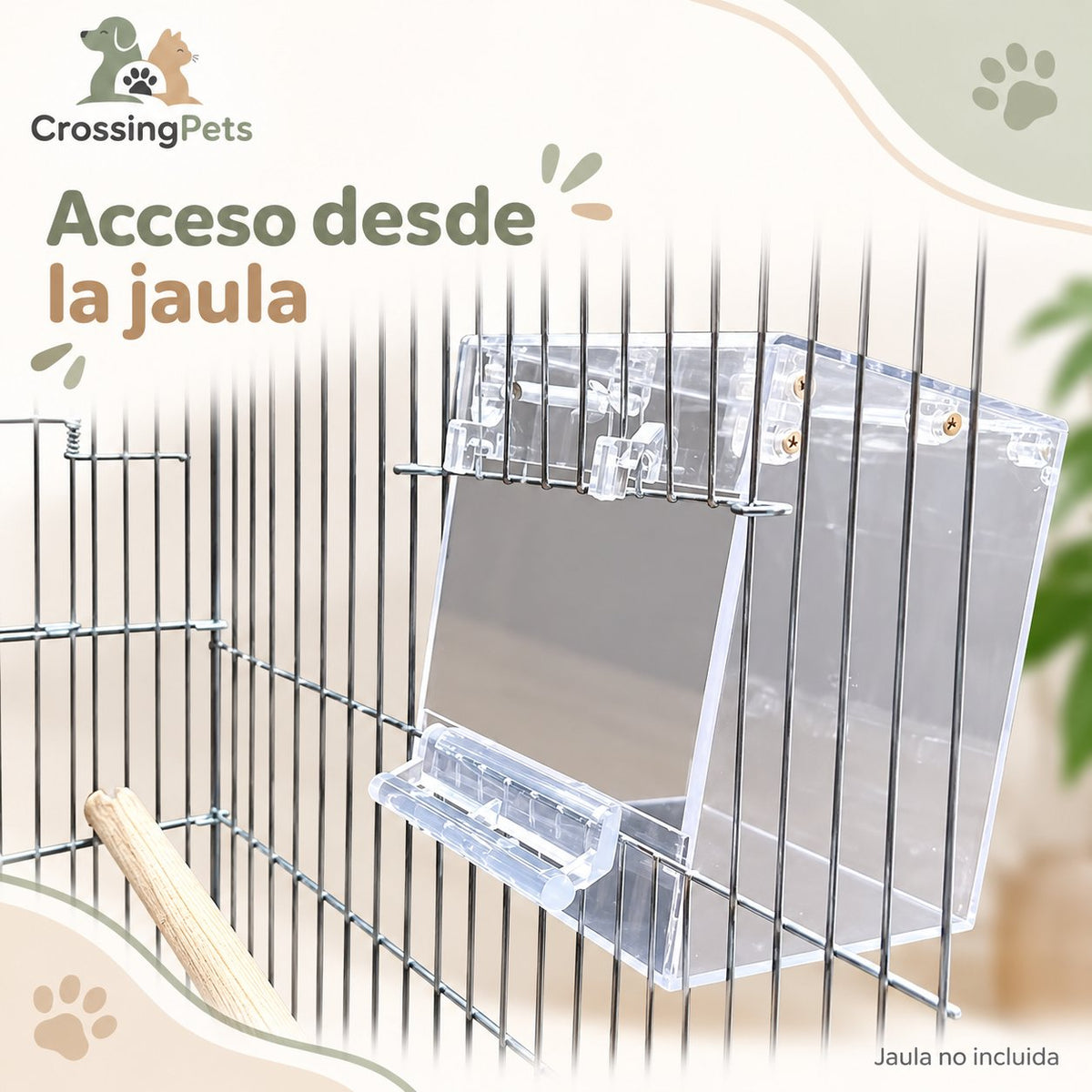 Bañera transparente para aves con fijación a jaula — CrossingPets · imagen 7