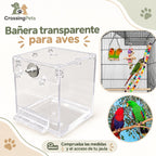Bañera transparente para aves con fijación a jaula — CrossingPets · imagen 1